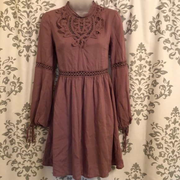 mauve long sleeve dress